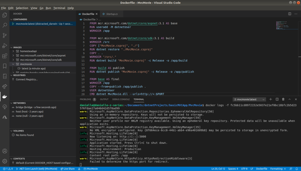 Note the logs in the terminal that says it’s listening on port 5000
